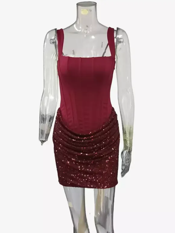 Corset Sequin Sleeveless Bodycon Mini Party Dress For Women 2026