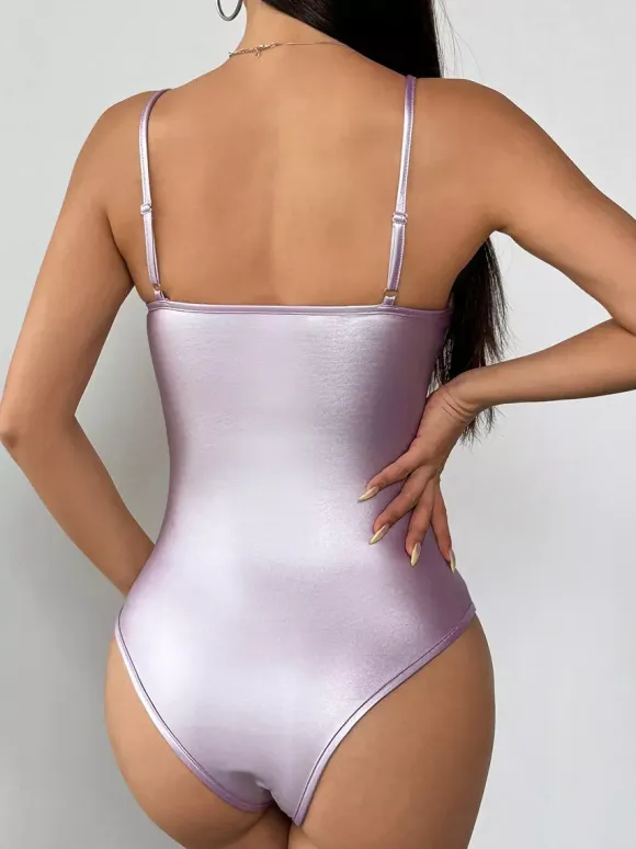 Corset Tops Silver Chic Sleeveless Straps Neck Slim Fit Sequins Tops