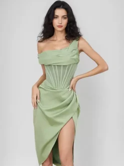 Corset Party Dresses One-Shoulder Birthday Semi Formal Bodycon Short Dress