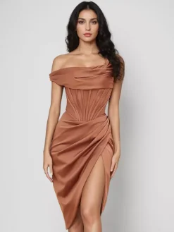 Corset Party Dresses One-Shoulder Birthday Semi Formal Bodycon Short Dress