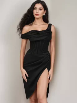 Corset Party Dresses One-Shoulder Birthday Semi Formal Bodycon Short Dress