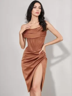 Corset Party Dresses One-Shoulder Birthday Semi Formal Bodycon Short Dress