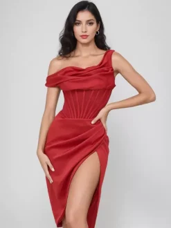 Corset Party Dresses One-Shoulder Birthday Semi Formal Bodycon Short Dress