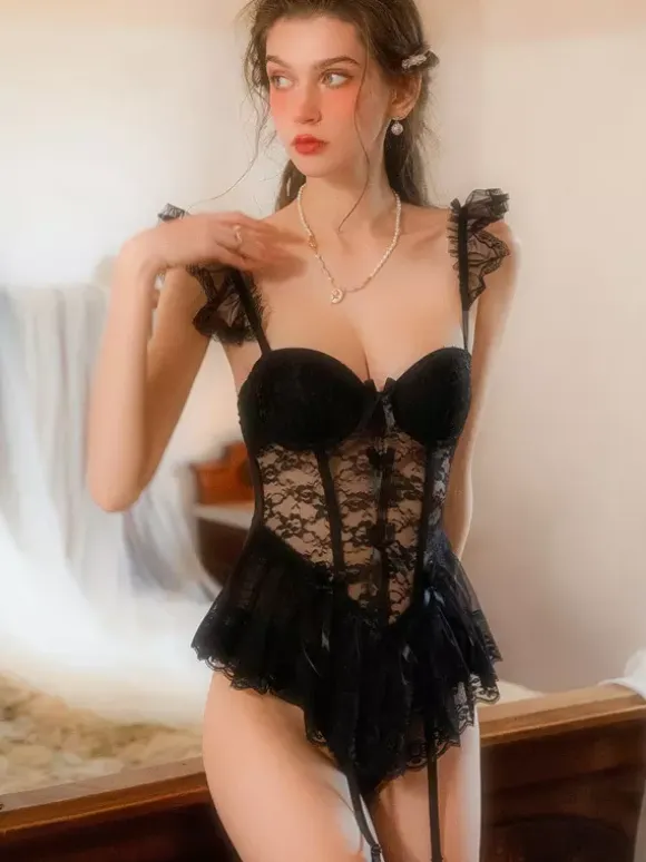 Corsets Black Lace Bows Daily Casual Sexy Lingerie