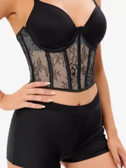 Corsets Black Bustier Top Lace-up Party Chic Lingerie