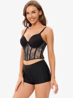 Corsets Black Bustier Top Lace-up Party Chic Lingerie
