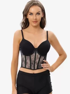 Corsets Black Bustier Top Lace-up Party Chic Lingerie