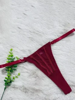 Corsets Pants Sets Burgundy Polyester Backless Lace Up Indoor Sexy Lingerie Sets