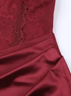 Corset Style Lace Maxi Dress For Women - Drape Ruched Bodycon Gown - Spring Evening Party Outfits 2026