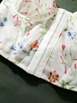 Corsets White Flowers Floral Print Short Sleeve Daily Casual Lingerie