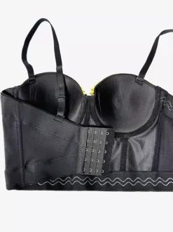 Corset Tops Black Gold Sexy Sleeveless Straps Neck Slim Fit Rivets Tops