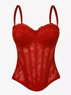 Corset Tops Black Sexy Sleeveless Strapless Slim Fit Lace Tops