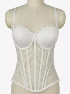 Corset Tops Black Sexy Sleeveless Strapless Slim Fit Lace Tops