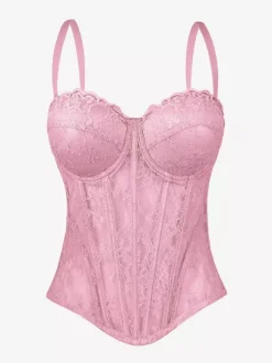 Corset Tops Black Sexy Sleeveless Strapless Slim Fit Lace Tops