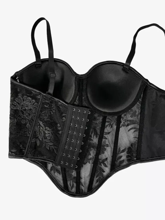 Corset Tops Black Sexy Sleeveless Straps Neck Slim Fit Tops