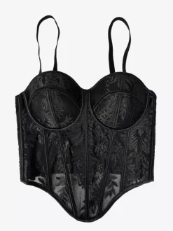 Corset Tops Black Sexy Sleeveless Straps Neck Slim Fit Tops