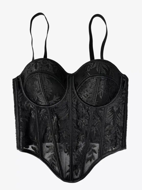 Corset Tops Black Sexy Sleeveless Straps Neck Slim Fit Tops