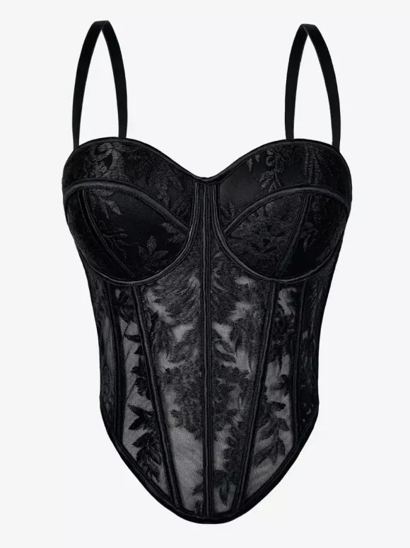 Corset Tops Black Sexy Sleeveless Straps Neck Slim Fit Tops