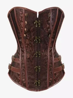 Corset Tops Black Sexy Strapless Slim Fit Buttons Lace-up Tops