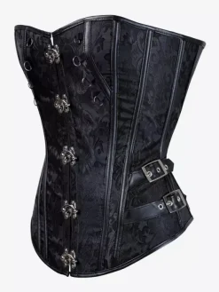 Corset Tops Black Sexy Strapless Slim Fit Buttons Lace-up Tops