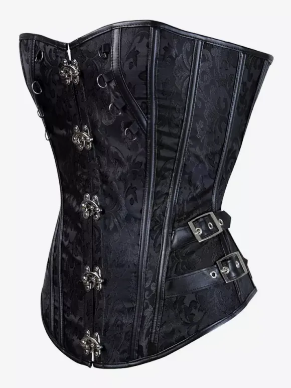 Corset Tops Black Sexy Strapless Slim Fit Buttons Lace-up Tops
