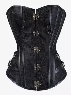 Corset Tops Black Sexy Strapless Slim Fit Buttons Lace-up Tops