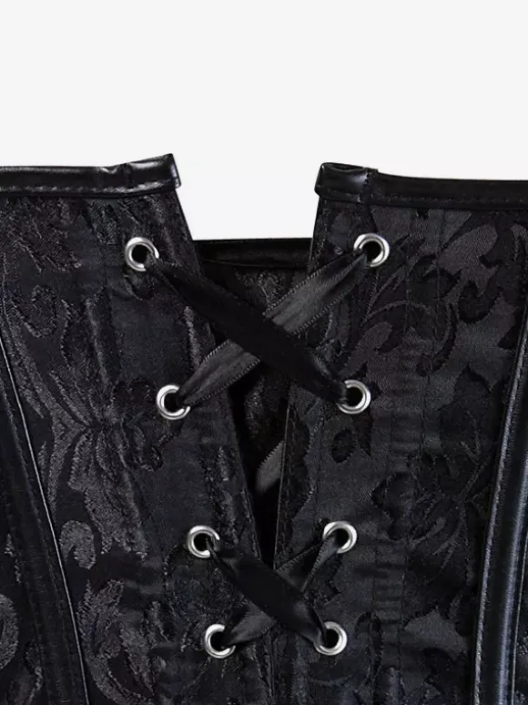 Corset Tops Black Sexy Strapless Slim Fit Buttons Lace-up Tops