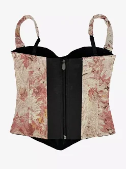 Corset Tops Blue Retro Sleeveless Strapless Printed Slim Fit Tops