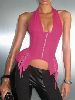 Corset Tops Purple Corset Tops Sexy Slim Fit Lace Up Lace-up Tops