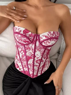 Corset Tops Tops Blue Sexy Strapless Slim Fit Lace Up Tops