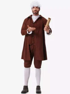 Costumes Coffee Brown Men Retro Waistcoat Pants Set Holidays Costumes
