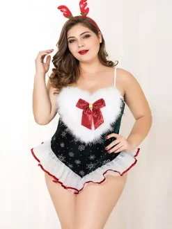 Costumes For Christmas Attractive Women Teddies with Headwear
