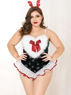 Costumes For Christmas Attractive Women Teddies with Headwear