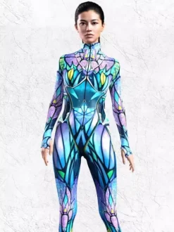 Costumes Catsuits & Zentai Costumes Neon Bodysuit Halloween Cosplay Costume 3D Digital Printing Uv Glow Bodysuit Halloween Holiday Catsuits & Zentai