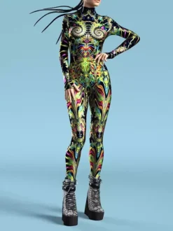 Costumes Catsuits & Zentai Costumes Neon Bodysuit Halloween Cosplay Costume 3D Digital Printing Uv Glow Bodysuit Halloween Holiday Catsuits & Zentai