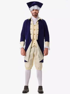 Costumes Deep Blue Retro Top Pants Set Holidays Costumes
