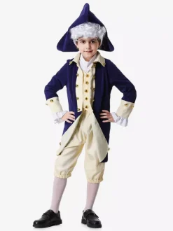 Costumes Deep Blue Retro Top Pants Set Holidays Costumes