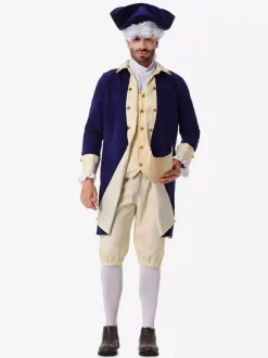 Costumes Deep Blue Retro Top Pants Set Holidays Costumes
