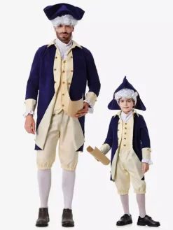 Costumes Deep Blue Retro Top Pants Set Holidays Costumes