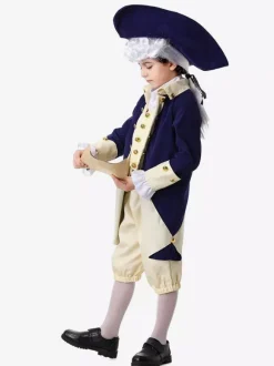Costumes Deep Blue Retro Top Pants Set Holidays Costumes