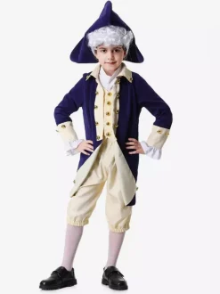 Costumes Deep Blue Retro Top Pants Set Holidays Costumes