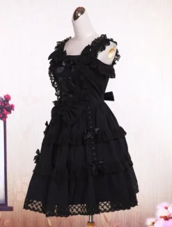 Cotton Black Sleeveless Gothic Lolita Dress
