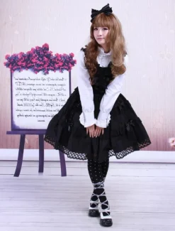 Cotton Black Sleeveless Gothic Lolita Dress