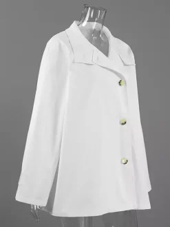 Cotton Blend Women's Trench Jacket - Minimalist Double Breasted Wide Sleeve Oversized Fit - Spring Casual Streetwear 2026