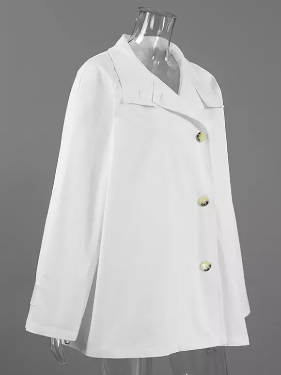 Cotton Blend Women's Trench Jacket - Minimalist Double Breasted Wide Sleeve Oversized Fit - Spring Casual Streetwear 2026