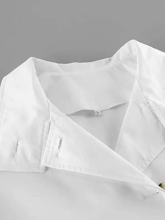 Cotton Blend Women's Trench Jacket - Minimalist Double Breasted Wide Sleeve Oversized Fit - Spring Casual Streetwear 2026