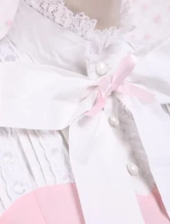 Cotton Pink And White Lace Classic Lolita Dress