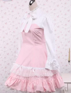 Cotton Pink And White Lace Classic Lolita Dress