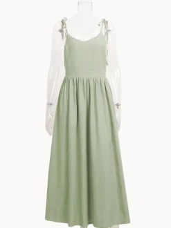 100% Cotton Backless Maxi Slip Dress for Women - Boho Tie Shoulder V Neck A-Line Sun Dress - Summer Beach Holiday 2026