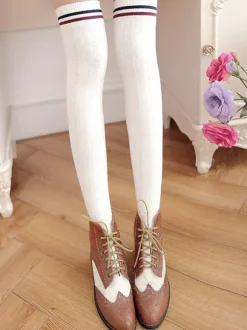 Cotton Lolita Stocking Stripe Knit Lolita Knee High Socks